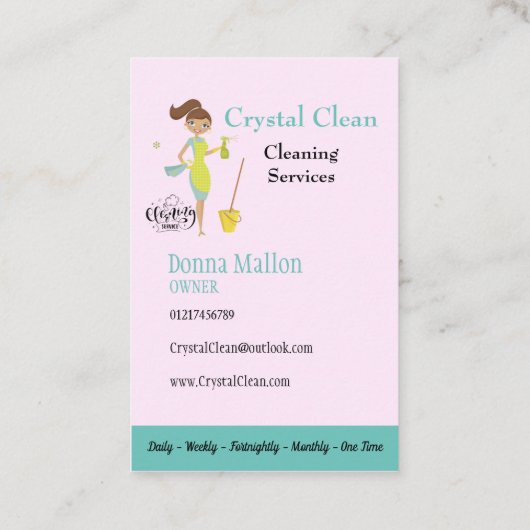 かわいエレガントいクリスタルクリーニングサービス 名刺 (裏面)