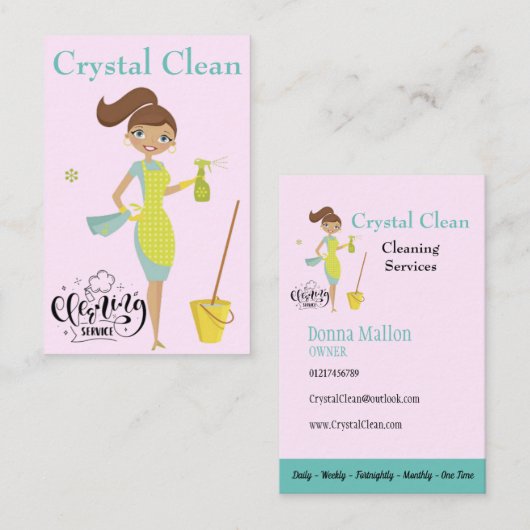 かわいエレガントいクリスタルクリーニングサービス 名刺 (正面/裏面)