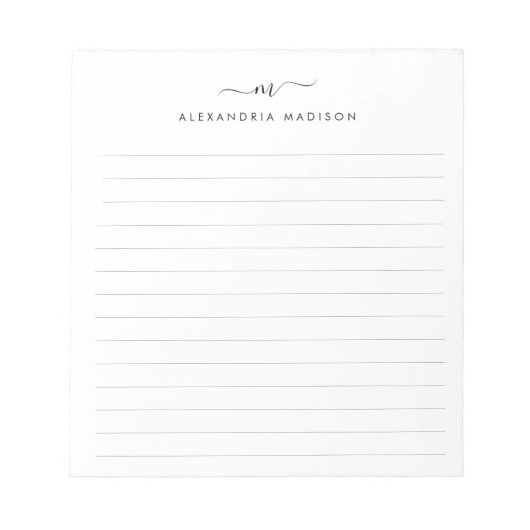 かわいエレガントいススタイリッシュガーリークリプトのモノグラムが並ぶ ノートパッド (正面)