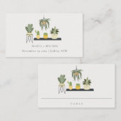 かわいエレガントい鉢状の多肉植物結婚の プレイスカード (正面/裏面)