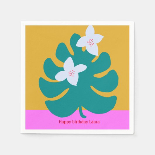かわいカスタムいパームの名前の誕生日モダンプレートナプキン スタンダードカクテルナプキン (正面)