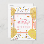 かわいカスタムい誕生日パーティの招待状はがき インビテーションポストカード (正面/裏面)