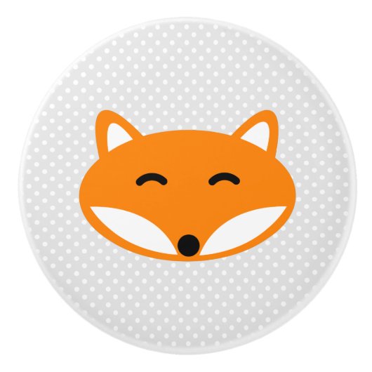 かわいカスタムい赤いキツネ子供部屋ドアと引き出しノブ セラミックノブ (正面)