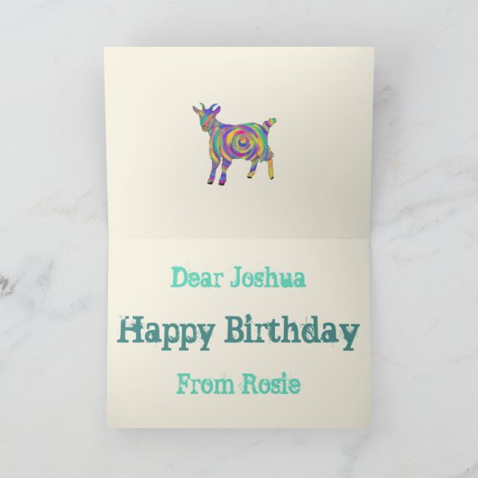 かわいカラフルいらいおもしろい山羊予測できなの動物 カード (内部)