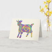 かわいカラフルいらいおもしろい山羊予測できなの動物 カード (黄色い花)