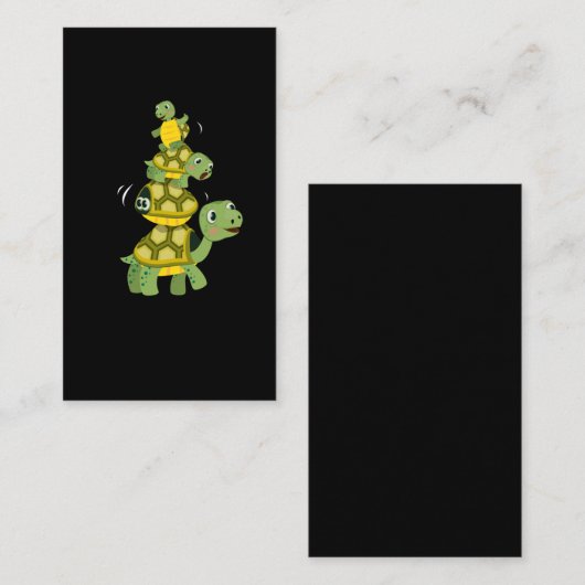 かわいカラフルいカメの亀が海の動物 名刺 (正面/裏面)