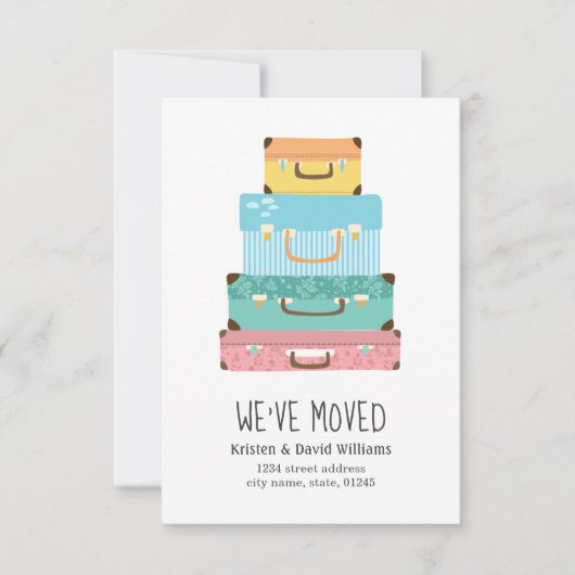 かわいカラフルいスーツケース移動 案内状 (正面)
