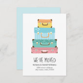かわいカラフルいスーツケース移動 案内状 (正面/裏面)