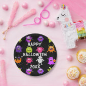 かわいカラフルいハロウィーンの黒い怪物 ペーパープレート (パーティー)