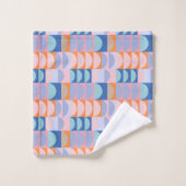 かわいカラフルい図形パターン青 バスタオルセット (ウォッシュタオル)