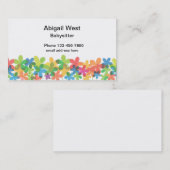 かわいカラフルい女の子のベビーシッターの名刺 名刺 (正面/裏面)