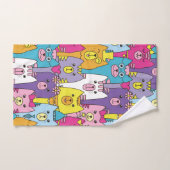 かわいカラフルい猫の模様 バスタオルセット (ハンドタオル)