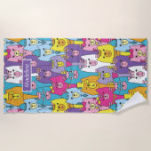 かわいカラフルい猫の模様 ビーチタオル (正面)