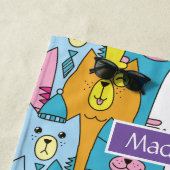 かわいカラフルい猫の模様 ビーチタオル (インサイチュ)