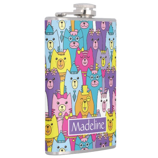 かわいカラフルい猫の模様 フラスク (右)