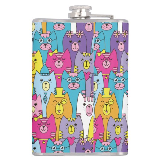 かわいカラフルい猫の模様 フラスク (裏面)