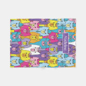 かわいカラフルい猫の模様 フリースブランケット (正面(横))