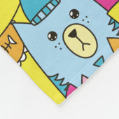 かわいカラフルい猫の模様 フリースブランケット (角)