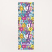 かわいカラフルい猫の模様 ヨガマット (正面)