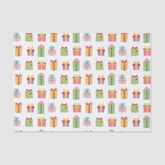 かわいカラフルい贈り物箱柄 薄葉紙 (正面)