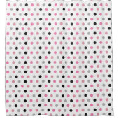 かわいガーリーいピンクと白の水玉模様 シャワーカーテン (正面)