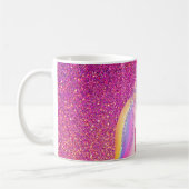 かわいガーリーいピンクのグリッターユニコーンホットココアキッズ コーヒーマグカップ (左)