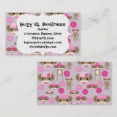 かわいガーリーいピンクの靴下のサルの女の子柄のコラージュ 名刺 (正面/裏面)