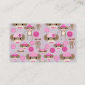 かわいガーリーいピンクの靴下のサルの女の子柄のコラージュ 名刺 (裏面)