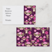 . .かわいガーリーいピンクの靴下を履いたサルの少女たちが紫に 名刺 (正面/裏面)