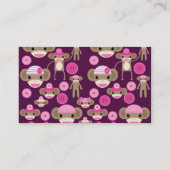 . .かわいガーリーいピンクの靴下を履いたサルの少女たちが紫に 名刺 (裏面)