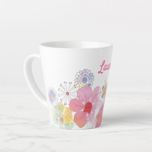 かわいガーリーいフローラ水パーソナライズされた彩 カフェラテマグ (左アングル)