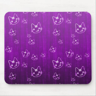 かわいクールい紫猫猫の猫柄 マウスパッド