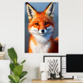 かわいクールい赤いキツネポートレート | AI Art ポスター (ホームオフィス)