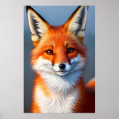 かわいクールい赤いキツネポートレート | AI Art ポスター (正面)