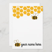 かわいパーソナライズされたいハチのノート 招待状 (正面/裏面)