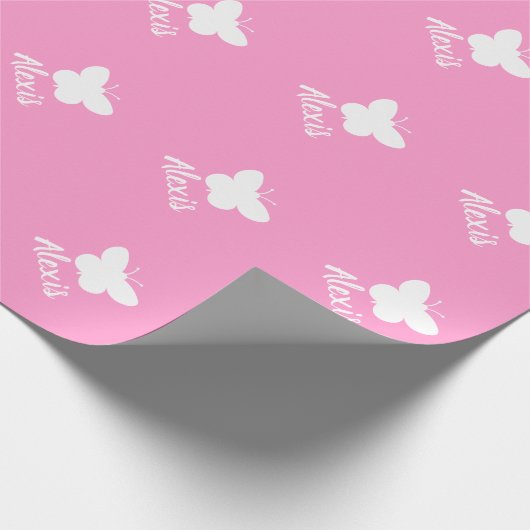 かわいパーソナライズされたいピンガーリークの蝶形模様 ラッピングペーパー (角)