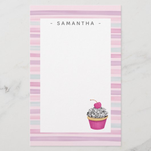 かわいパーソナライズされたいピンクの食器類 便箋 (正面)