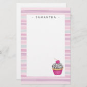 かわいパーソナライズされたいピンクの食器類 便箋 (正面/裏面)