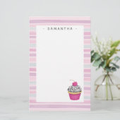 かわいパーソナライズされたいピンクの食器類 便箋 (スタンド正面)