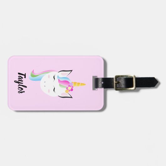 かわいパーソナライズされたい一角獣 ラゲッジタグ (正面横)