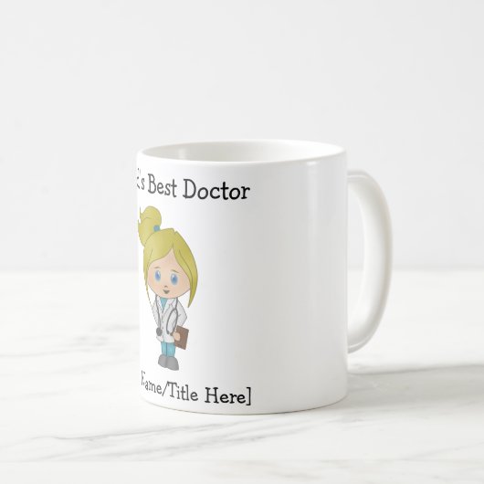 かわいパーソナライズされたい女性の金髪の青い目 コーヒーマグカップ (正面右)