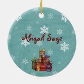 かわいパーソナライズされたい子猫とクリスマスツリー セラミックオーナメント (裏面)