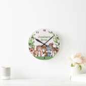 かわいパーソナライズされたい森の動物たち–24時間 ラウンド壁時計 (ホーム)