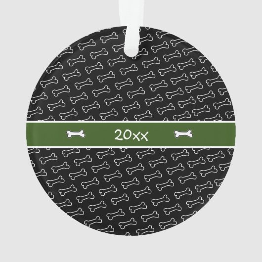 かわいパーソナライズされたい犬の骨を飼う犬の写真 オーナメント (裏面)