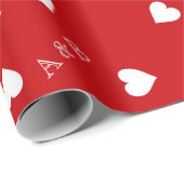 かわいパーソナライズされたい白いハートが赤を愛 ラッピングペーパー (ロールコーナー)