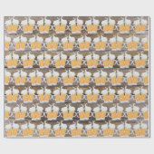 かわいフェイクい木材ビールマグ模様タイルパーティー ラッピングペーパー (フラット)