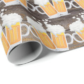 かわいフェイクい木材ビールマグ模様タイルパーティー ラッピングペーパー (ロールコーナー)