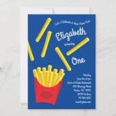 かわいフランスのいフリーキッズ1歳の誕生日パーティーファストフード 招待状 (正面)