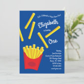 かわいフランスのいフリーキッズ1歳の誕生日パーティーファストフード 招待状 (スタンド正面)