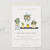 かわいポッテッドリフ多肉植物結婚の 招待状 (正面/裏面)